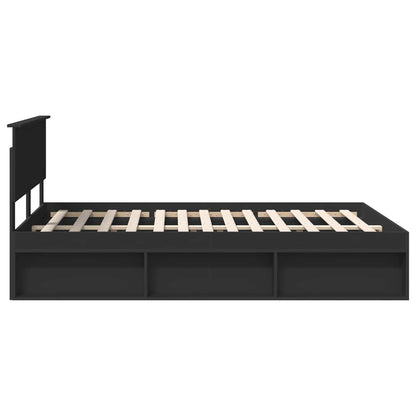 Bed Frame with Headboard Black 135 x 190 cm Solid Pine Wood