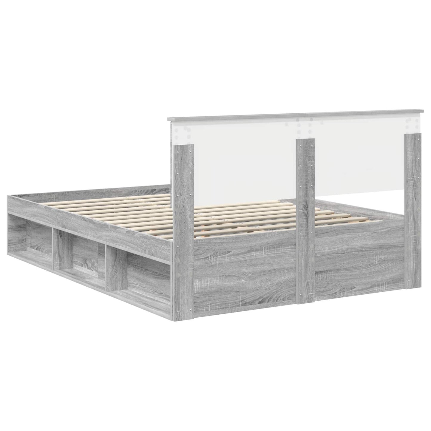 Bed Frame Grey Sonoma 135 x 190 cm Solid Pine Wood