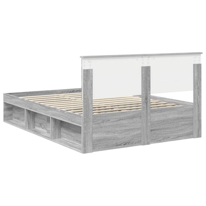 Bed Frame Grey Sonoma 135 x 190 cm Solid Pine Wood