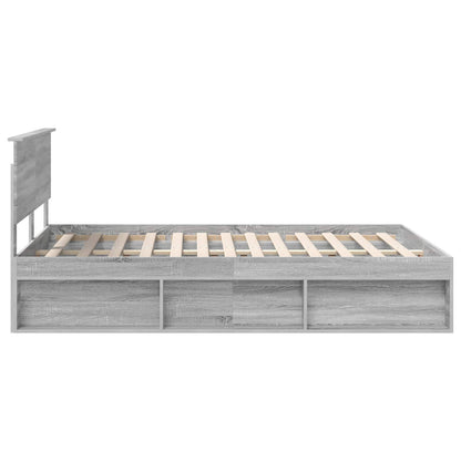 Bed Frame Grey Sonoma 135 x 190 cm Solid Pine Wood