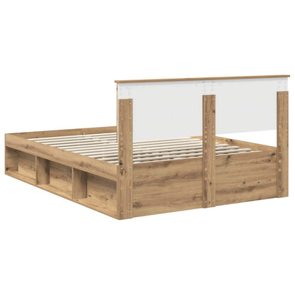 Bed Frame Artisian Oak 135 x 190 cm Solid Pine Wood