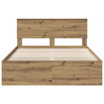 Bed Frame Artisian Oak 135 x 190 cm Solid Pine Wood