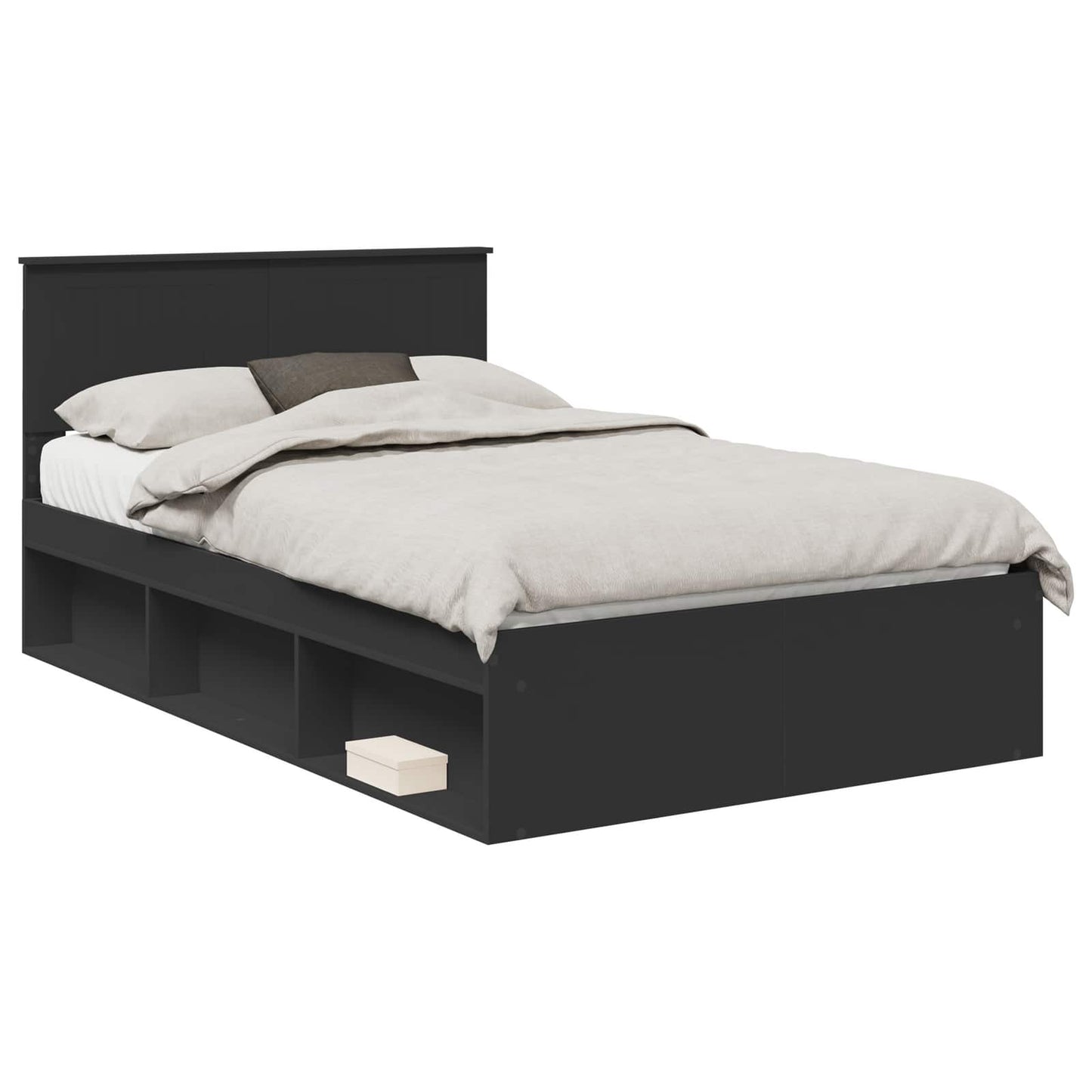 Bed Frame with Headboard Black 120 x 200 cm Solid Pine Wood