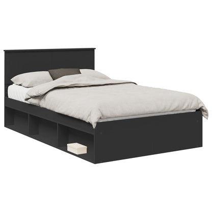Bed Frame with Headboard Black 120 x 200 cm Solid Pine Wood