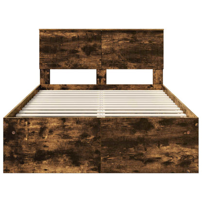 Bed Frame Smoked Oak 120 x 200 cm Solid Pine Wood