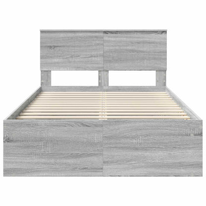 Bed Frame Grey Sonoma 120 x 200 cm Solid Pine Wood