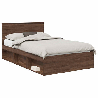 Bed Frame with Headboard Brown Oak 120 x 200 cm Solid Pine Wood