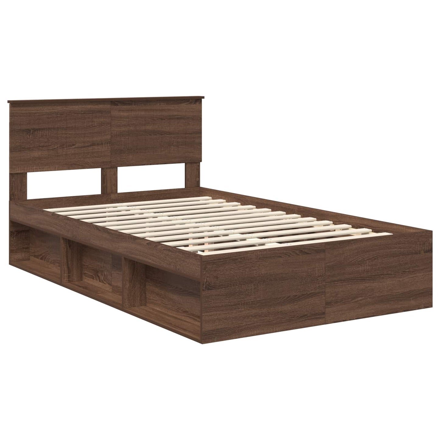 Bed Frame with Headboard Brown Oak 120 x 200 cm Solid Pine Wood