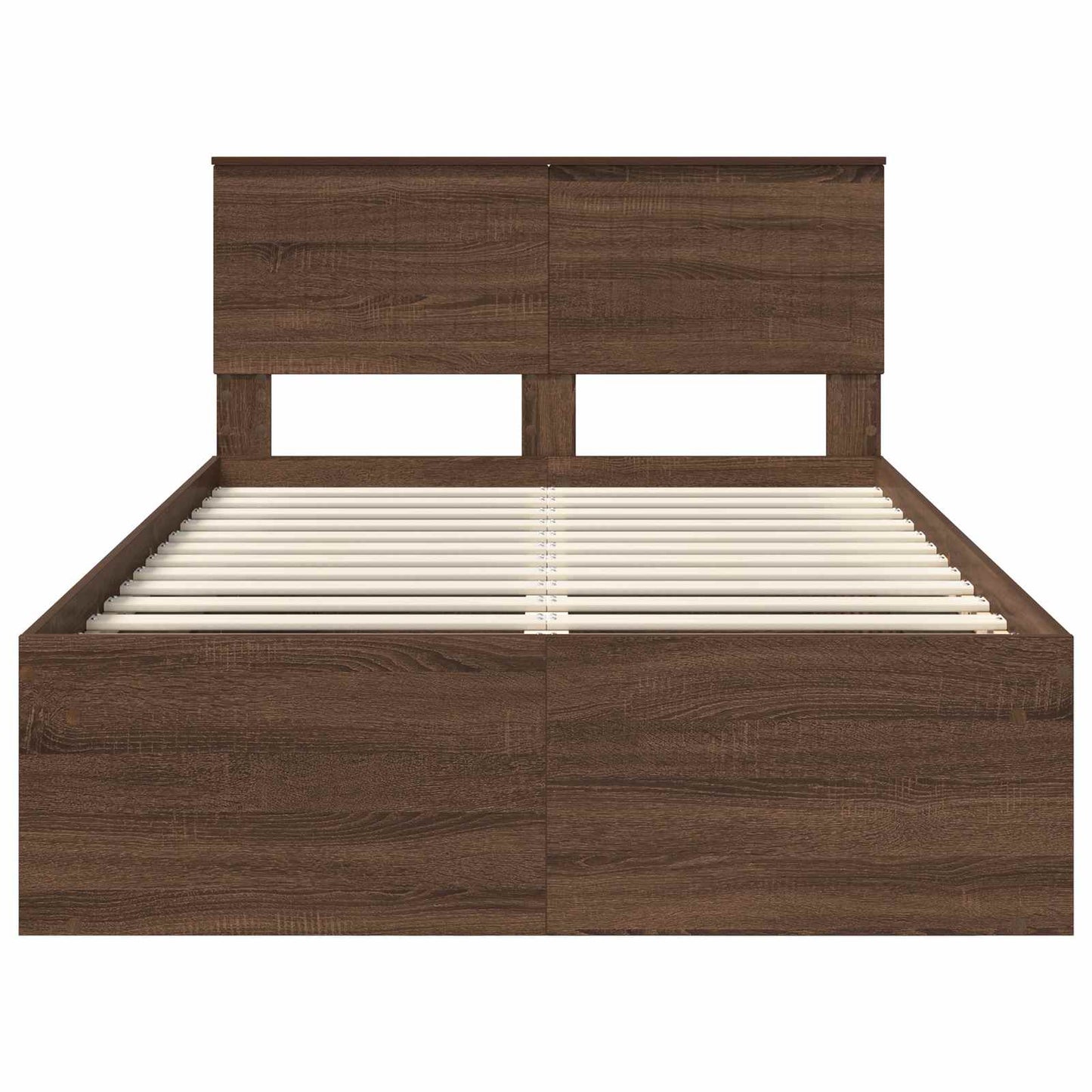 Bed Frame with Headboard Brown Oak 120 x 200 cm Solid Pine Wood