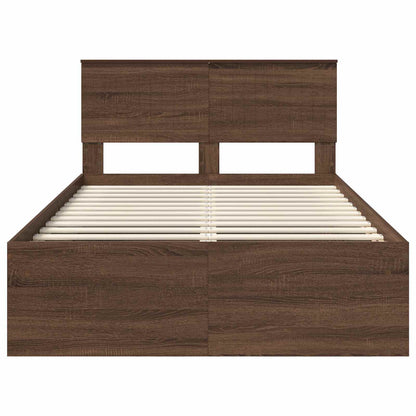 Bed Frame with Headboard Brown Oak 120 x 200 cm Solid Pine Wood