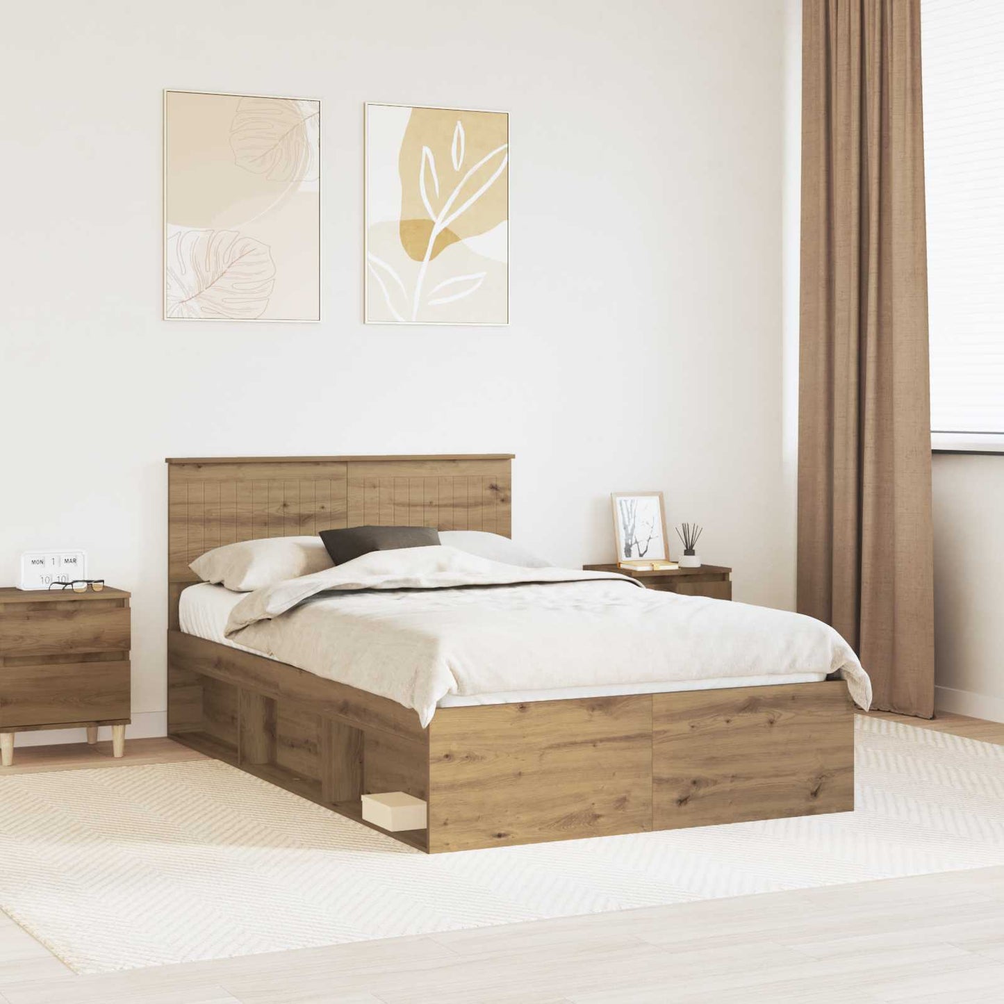 Bed Frame Artisian Oak 120 x 200 cm Solid Pine Wood
