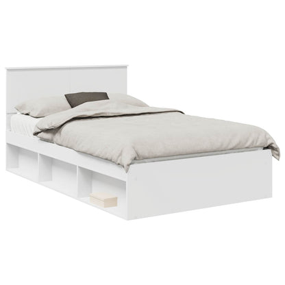 Bed Frame with Headboard White 120 x 190 cm Solid Pine Wood