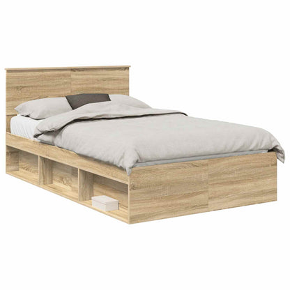 Bed Frame with Headboard Sonoma 120 x 190 cm Solid Pine Wood