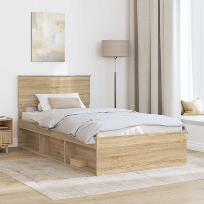 Bed Frame with Headboard Sonoma 100 x 200 cm Solid Pine Wood