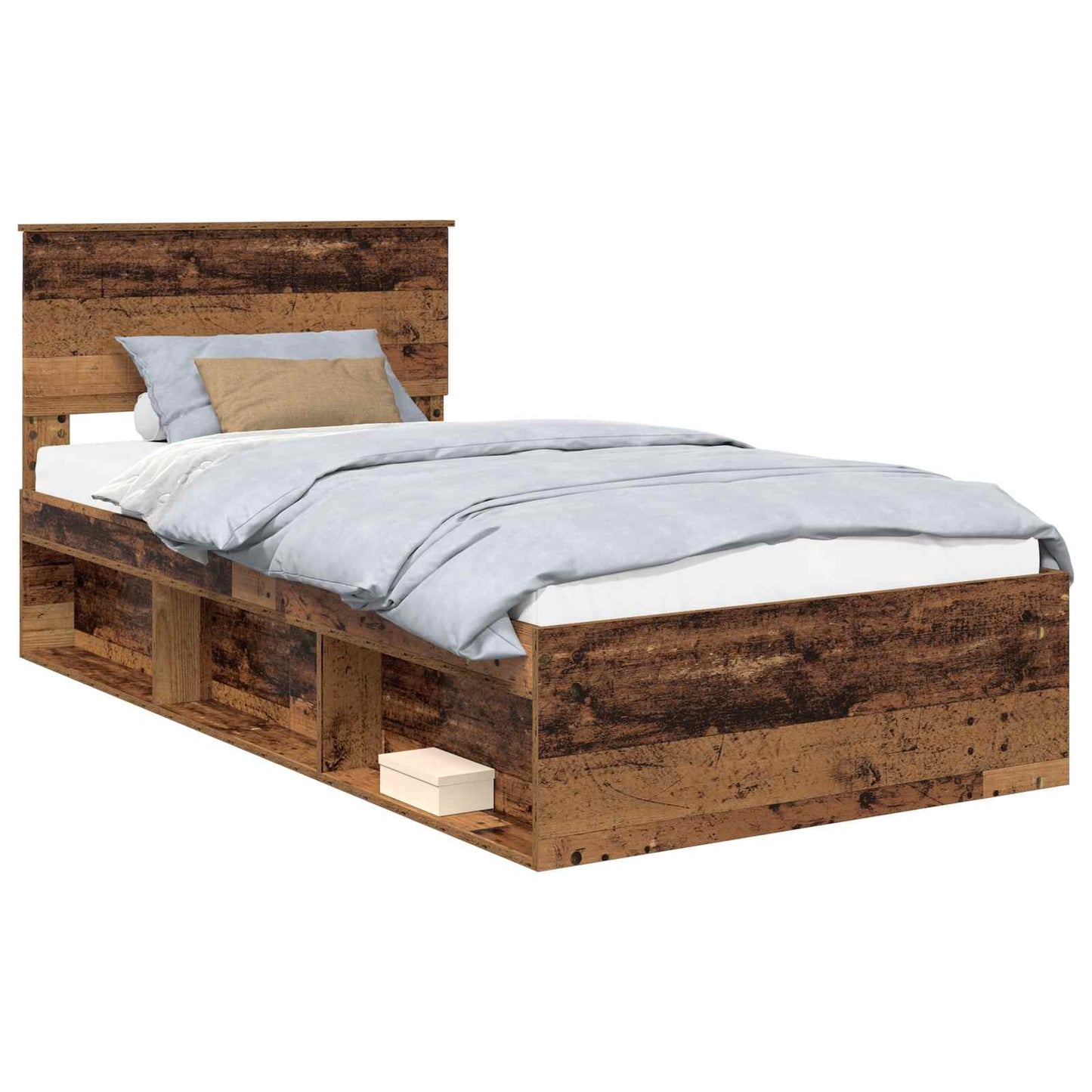 Bed Frame with Headboard Old Wood 100 x 200 cm Solid Pine Wood