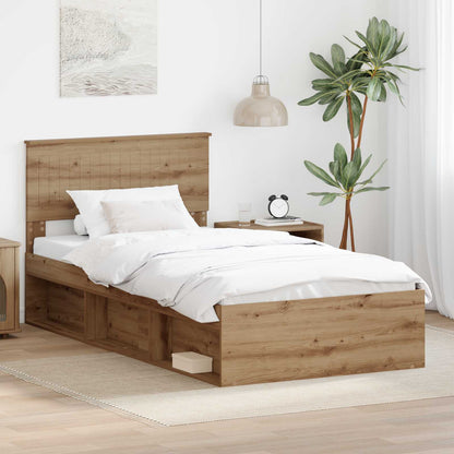 Bed Frame Artisian Oak 100 x 200 cm Solid Pine Wood