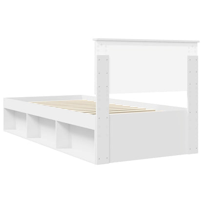 Bed Frame with Headboard White 90 x 200 cm Solid Pine Wood