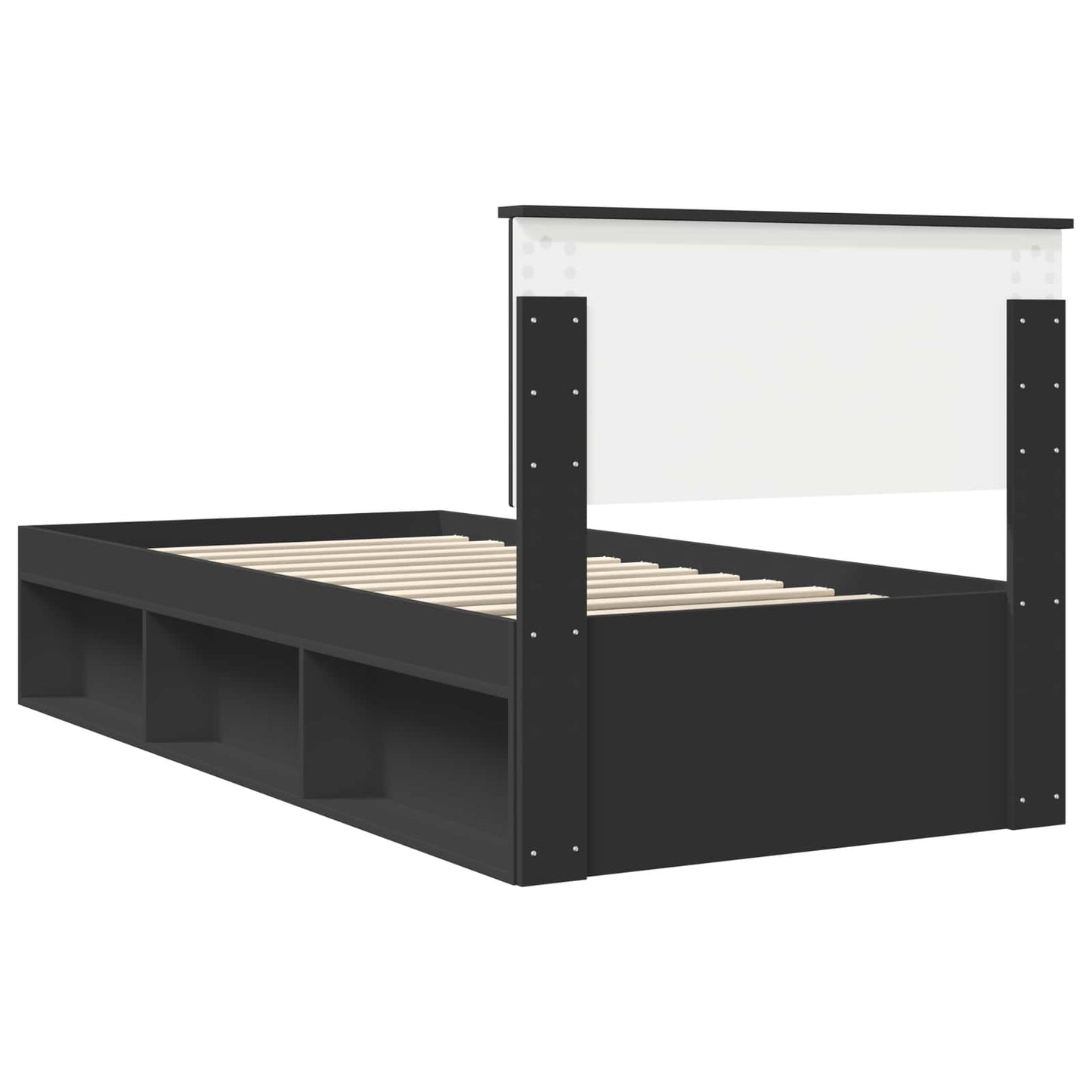Bed Frame with Headboard Black 90 x 200 cm Solid Pine Wood