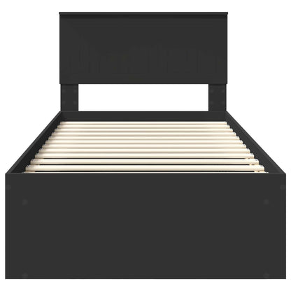 Bed Frame with Headboard Black 90 x 200 cm Solid Pine Wood