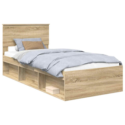 Bed Frame with Headboard Sonoma Oak 90 x 200 cm Solid Pine Wood