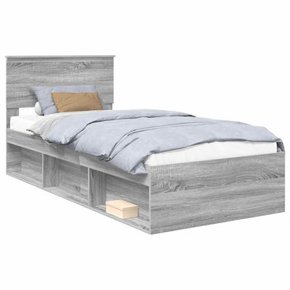 Bed Frame Grey Sonoma 90 x 200 cm Solid Pine Wood
