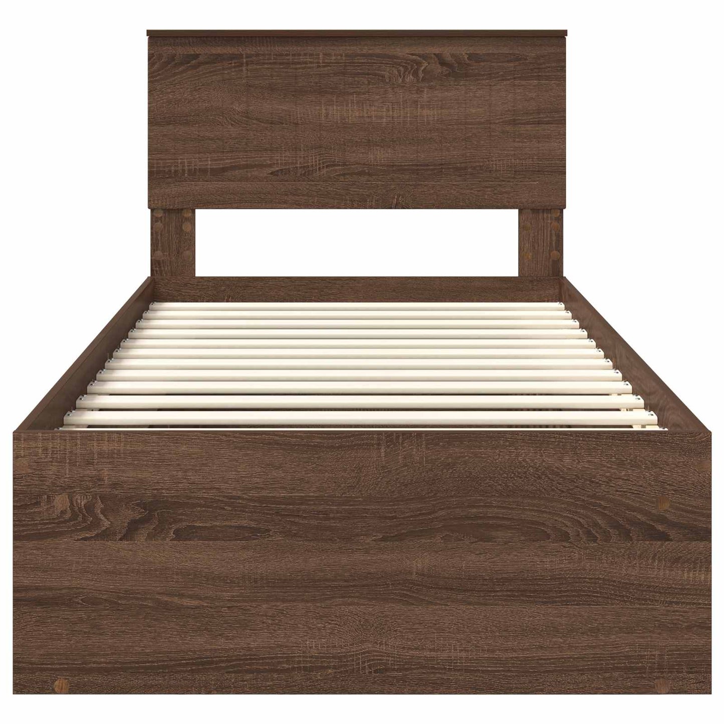 Bed Frame with Headboard Brown Oak 90 x 200 cm Solid Pine Wood