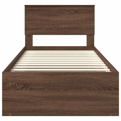 Bed Frame with Headboard Brown Oak 90 x 200 cm Solid Pine Wood