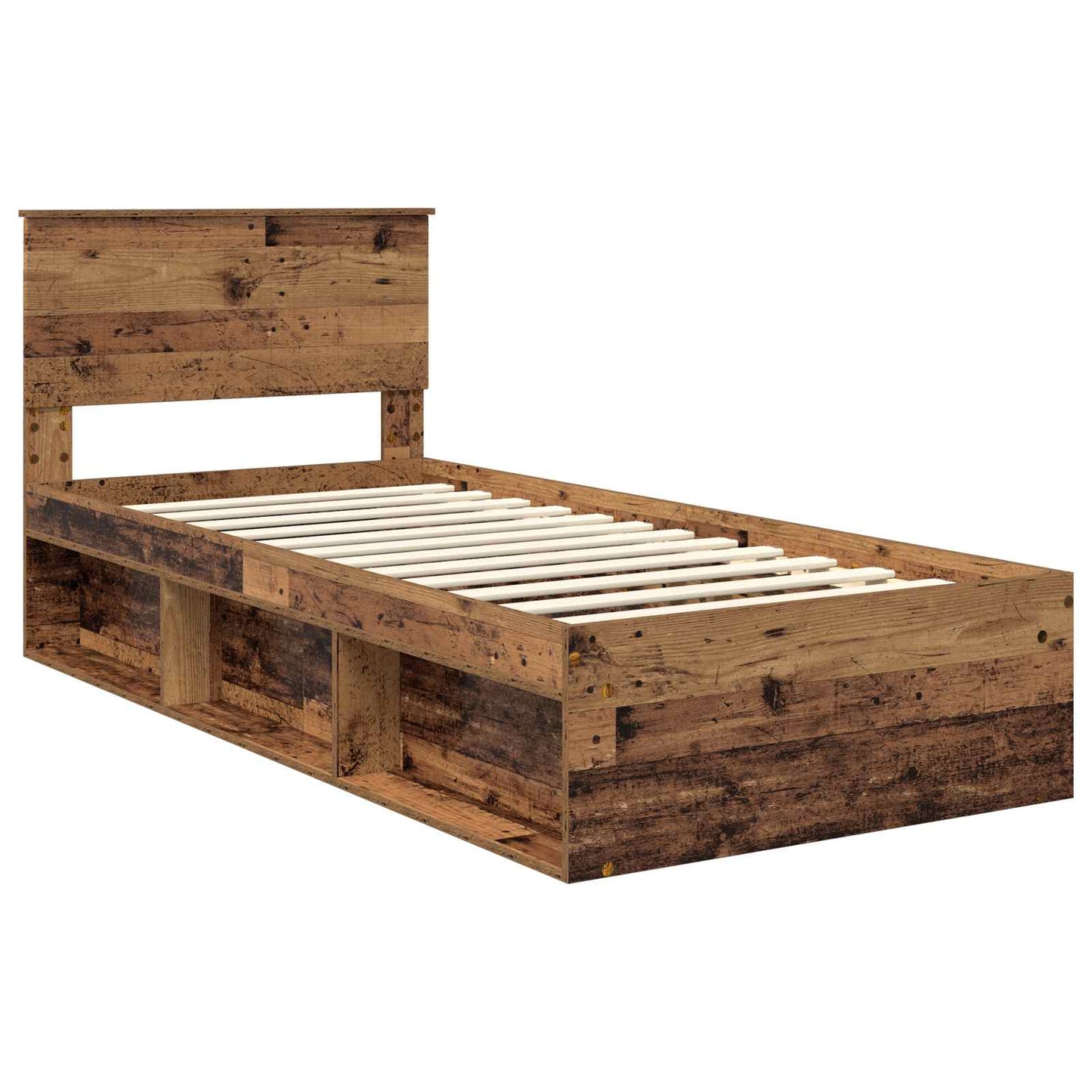 Bed Frame with Headboard Old Wood 90 x 200 cm Solid Pine Wood