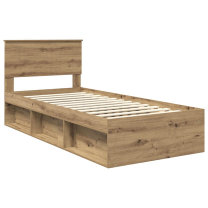 Bed Frame Artisian Oak 90 x 200 cm Solid Pine Wood