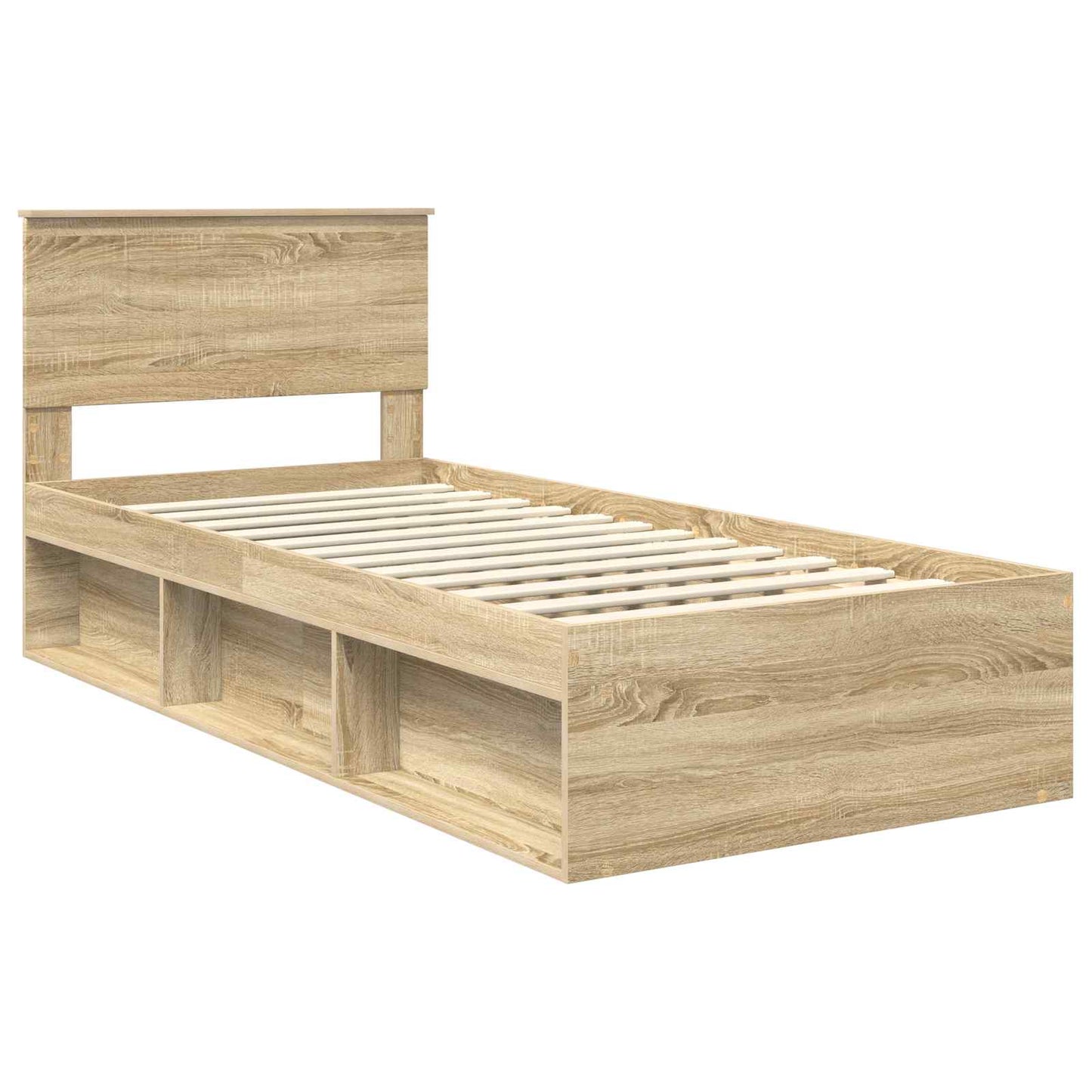 Bed Frame with Headboard Sonoma 90 x 190 cm Solid Pine Wood
