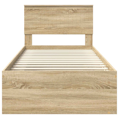 Bed Frame with Headboard Sonoma 90 x 190 cm Solid Pine Wood