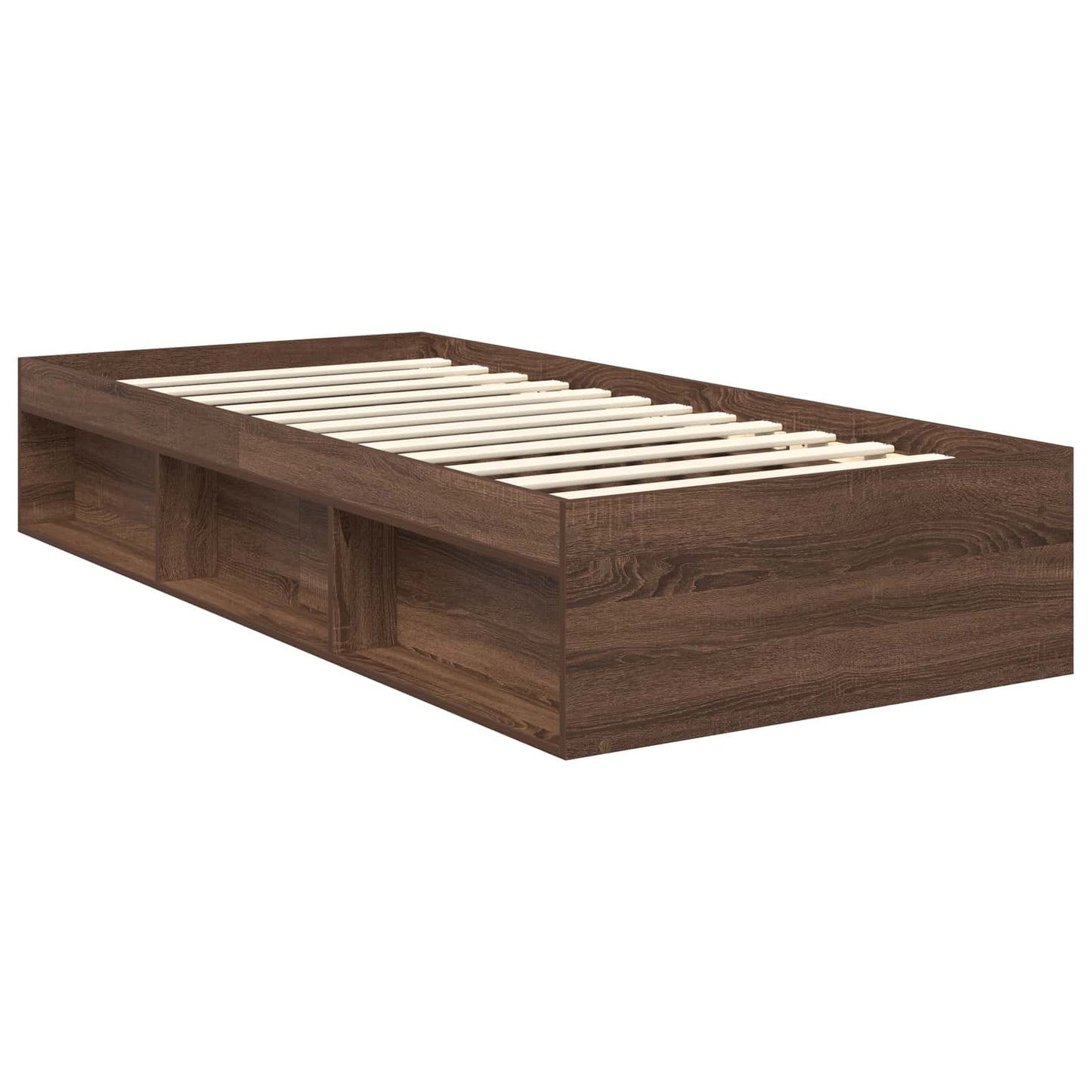 Bed Frame with Headboard Brown Oak 90 x 190 cm Solid Pine Wood