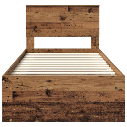 Bed Frame with Headboard Old Wood 90 x 190 cm Solid Pine Wood
