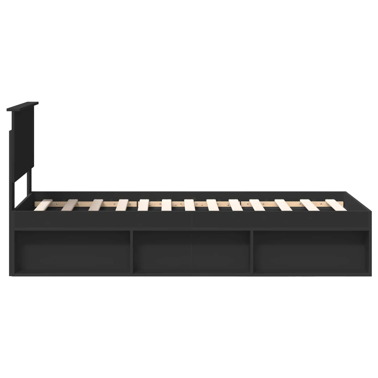 Bed Frame with Headboard Black 75 x 190 cm Solid Pine Wood