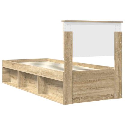 Bed Frame with Headboard Sonoma Oak 75 x 190 cm Solid Pine Wood