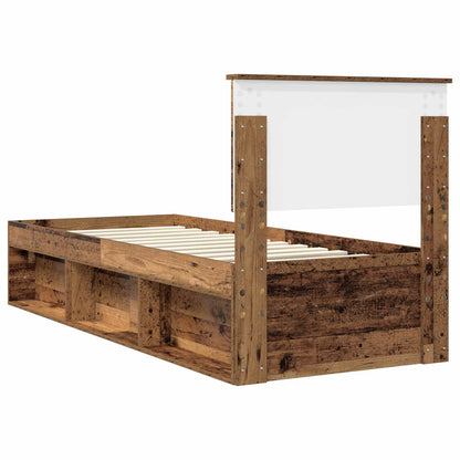 Bed Frame with Headboard Old Wood 75 x 190 cm Solid Pine Wood