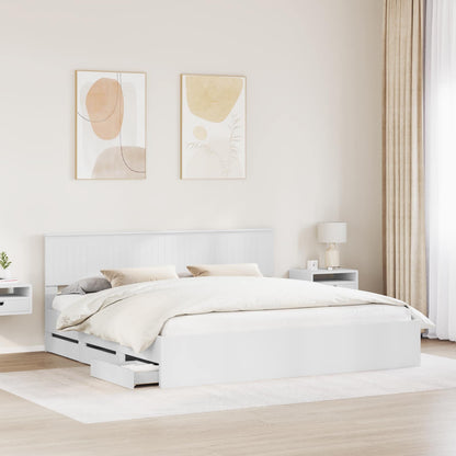 Bed Frame with Drawer White 200 x 200 cm Engineer Wood