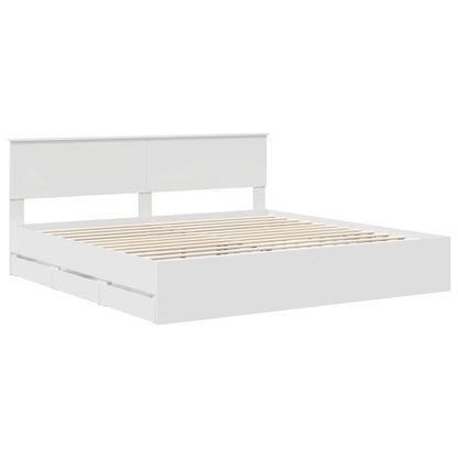 Bed Frame with Drawer White 200 x 200 cm Engineer Wood
