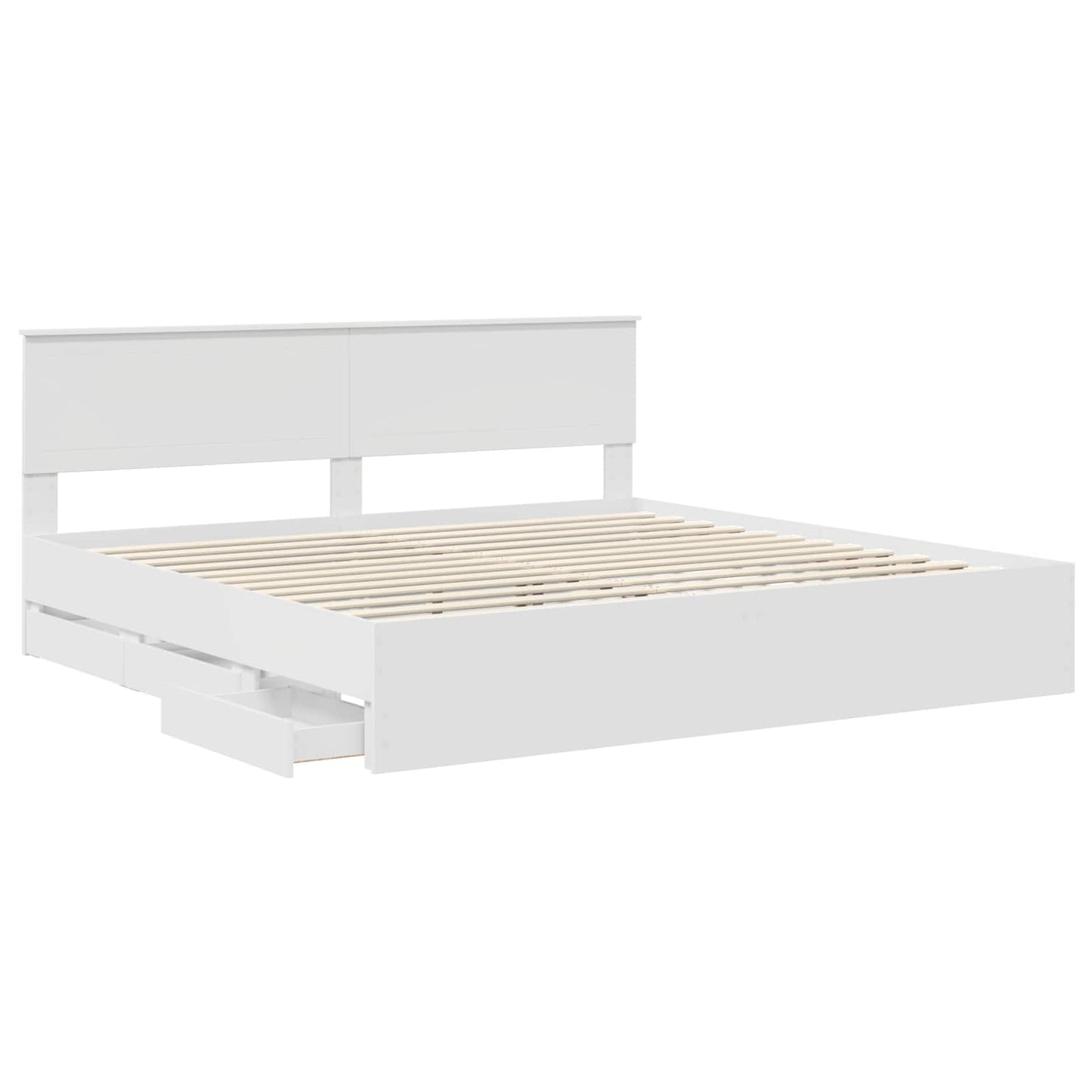 Bed Frame with Drawer White 200 x 200 cm Engineer Wood