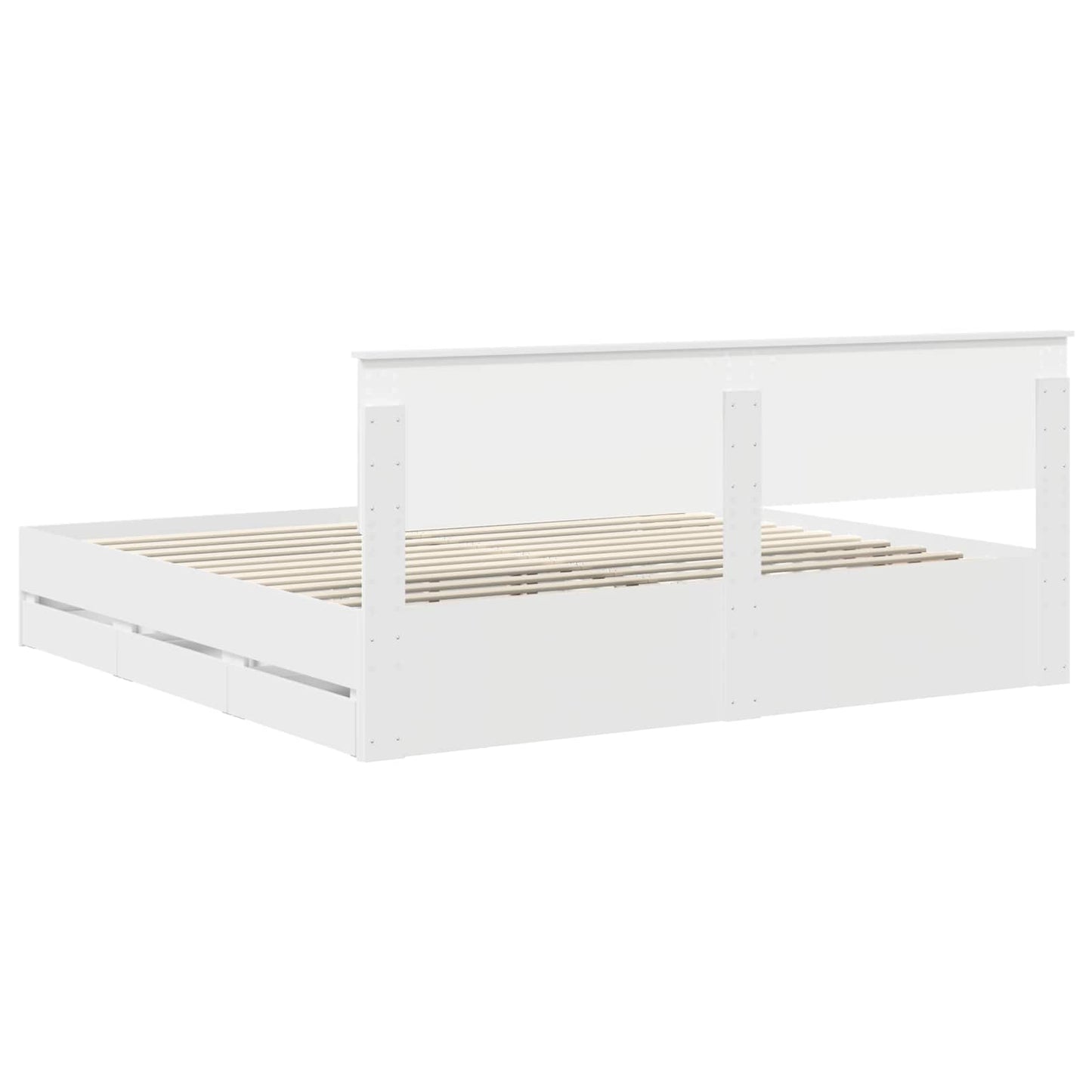 Bed Frame with Drawer White 200 x 200 cm Engineer Wood