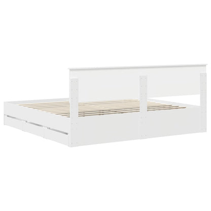 Bed Frame with Drawer White 200 x 200 cm Engineer Wood