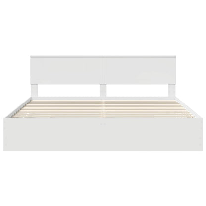 Bed Frame with Drawer White 200 x 200 cm Engineer Wood