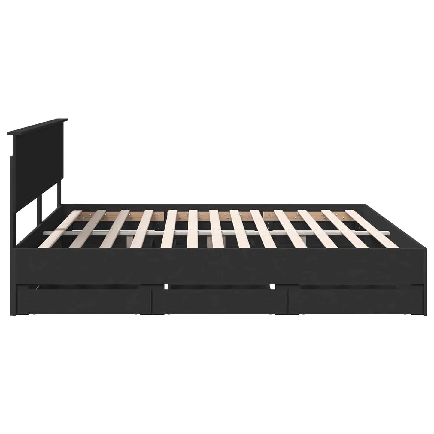 Bed Frame with Drawer Black 200 x 200 cm Engineer Wood