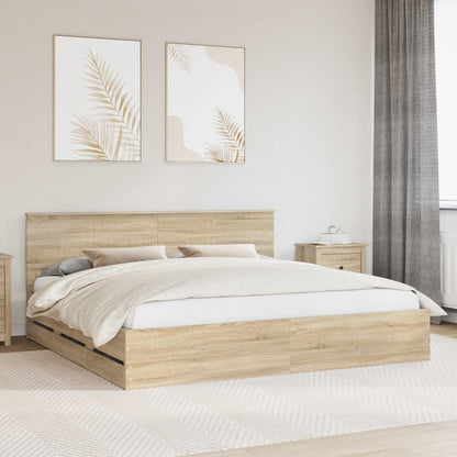 Bed Frame with Drawer Sonoma Oak 200 x 200 cm Engineer Wood