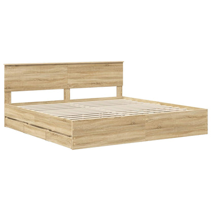 Bed Frame with Drawer Sonoma Oak 200 x 200 cm Engineer Wood
