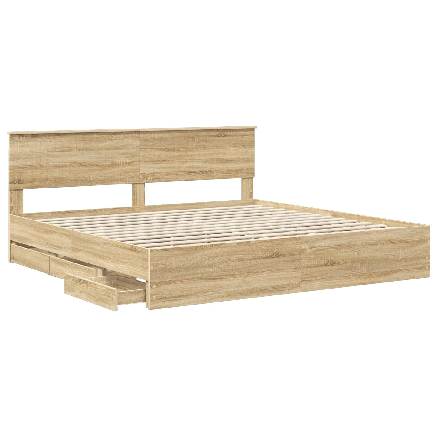 Bed Frame with Drawer Sonoma Oak 200 x 200 cm Engineer Wood