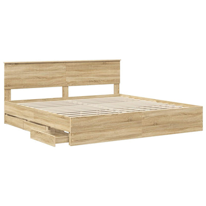 Bed Frame with Drawer Sonoma Oak 200 x 200 cm Engineer Wood