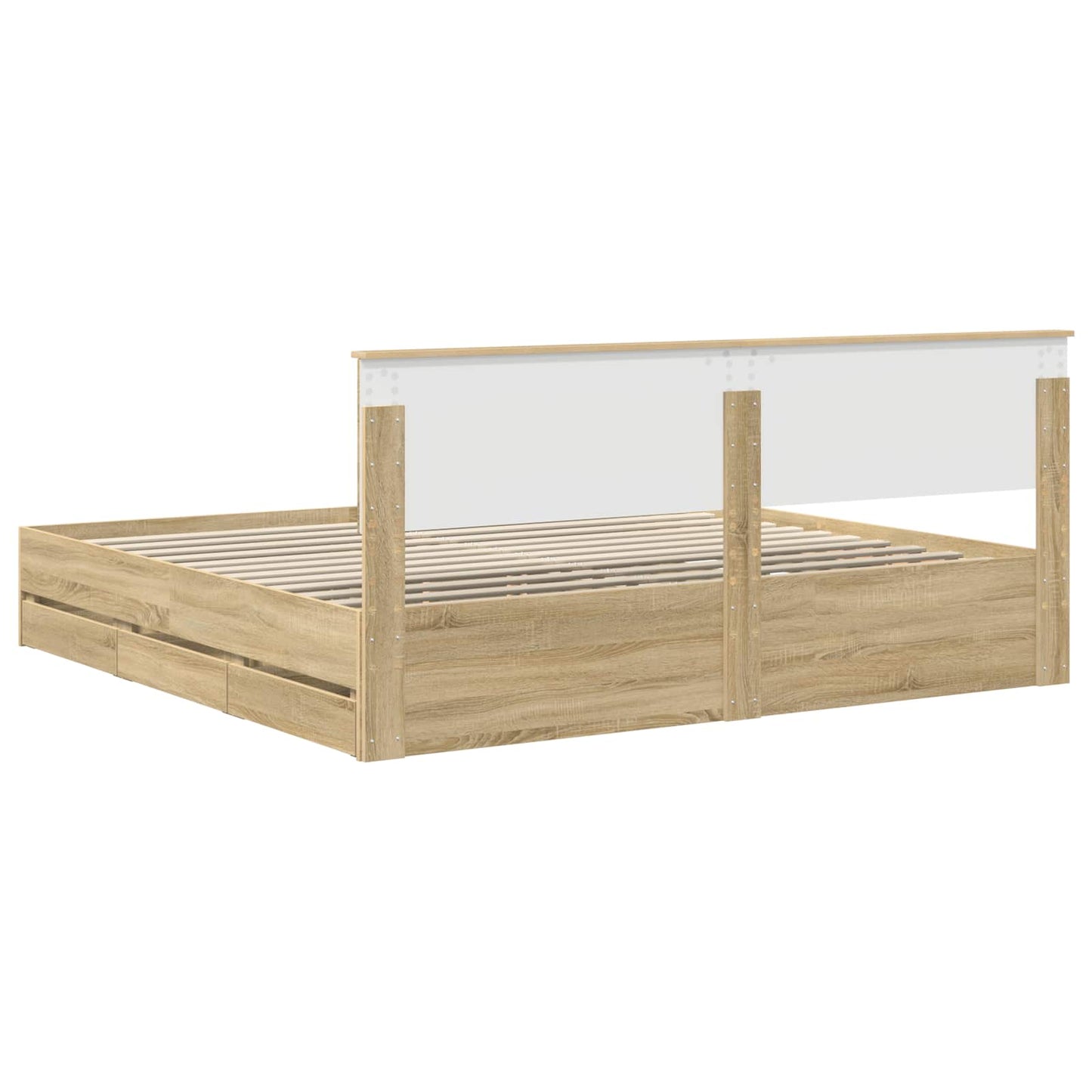 Bed Frame with Drawer Sonoma Oak 200 x 200 cm Engineer Wood
