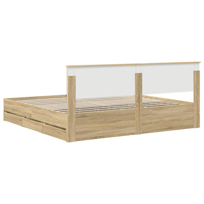 Bed Frame with Drawer Sonoma Oak 200 x 200 cm Engineer Wood