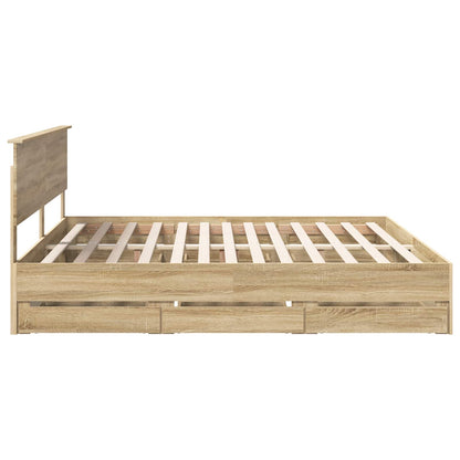 Bed Frame with Drawer Sonoma Oak 200 x 200 cm Engineer Wood